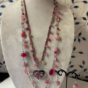 Pink Multi-Strand Beaded Necklace